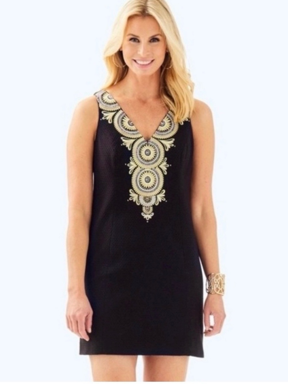 Lilly Pulitzer | Black & Gold Gabby Shift Embroidered Beaded Dress | Size 12